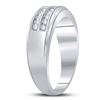 Image 3 : 1/4 CTW Mens Round Diamond Wedding 2-Row Ring 10kt White Gold - REF-22A8N