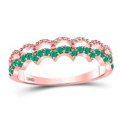 1/4 CTW Round Emerald Scalloped Stackable Ring 10kt Rose Gold - REF-11W9F