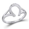 Image 1 : 1/20 CTW Round Diamond Lucky Horseshoe Ring 10kt White Gold - REF-13R2H