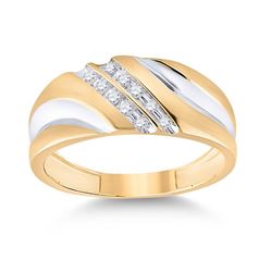 1/8 CTW Mens Round Diamond 2-tone Wedding Anniversary Ring 10kt Yellow Gold - REF-20Y3X