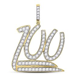 1 & 1/4 CTW Mens Round Diamond 100 Hundred Emoji Charm Pendant 10kt Yellow Gold - REF-77F9M