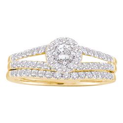 5/8 CTW Round Diamond Split-Shank Bridal Wedding Engagement Ring 14kt Yellow Gold - REF-57A3N
