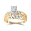 Image 2 : 1/10 CTW His & Hers Round Diamond Cluster Matching Bridal Wedding Ring 14kt Yellow Gold - REF-33W3F