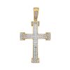 Image 1 : 1/5 CTW Mens Round Diamond Roman Cross Religious Charm Pendant 10kt Yellow Gold - REF-24R3H