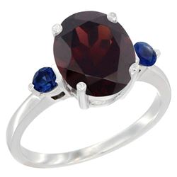 2.64 CTW Garnet & Blue Sapphire Ring 14K White Gold - REF-34H8M