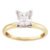 Image 1 : 7/8 CTW Princess Diamond Solitaire Bridal Wedding Engagement Ring 14kt Yellow Gold - REF-192F3M