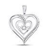 Image 1 : 1/10 CTW Round Diamond Moving Twinkle Solitaire Heart Pendant 10kt White Gold - REF-18R3H