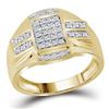 Image 1 : 1/4 CTW Mens Round Diamond Rectangle Cluster Ring 10kt Yellow Gold - REF-30Y3X