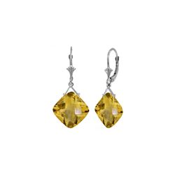 Genuine 17.5 ctw Citrine Earrings 14KT White Gold - REF-39P3H