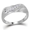 Image 1 : 1/8 CTW Mens Round Diamond Diagonal Single Row Wedding Ring 10kt White Gold - REF-24T3K