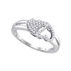 Image 1 : 1/5 CTW Round Diamond Double Heart Ring 10kt White Gold - REF-19Y2X