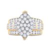 Image 2 : 2 CTW Diamond Oval Cluster Bridal Wedding Engagement Ring 10kt Yellow Gold - REF-113F9M