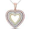 Image 1 : 1/2 CTW Round Diamond Triple Heart Pendant 10kt Tri-Tone Gold - REF-35K9R