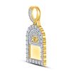 Image 2 : 1 & 1/2 CTW Mens Round Diamond Headstone RIP Picture Memory Pendant 10kt Yellow Gold - REF-101F9M