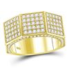 Image 1 : 2 & 3/4 CTW Mens Round Diamond Octagon Nut Faceted Ring 14kt Yellow Gold - REF-197M9A