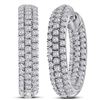 Image 1 : 2 CTW Round Diamond Inside Outside Hoop Earrings 14kt White Gold - REF-126N3Y