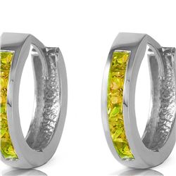 Genuine 1 ctw Peridot Earrings 14KT White Gold - REF-37F4Z