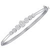 Image 1 : 1 CTW Round Diamond Flower Cluster Bangle Bracelet 14kt White Gold - REF-105X5T