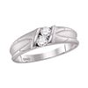 Image 1 : 1/3 CTW Mens Round Diamond 2-stone Channel-set Wedding Ring 10kt White Gold - REF-38R4H