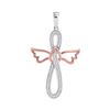 Image 1 : 1/6 CTW Round Diamond Angel Cross Pendant 10kt Two-tone Gold - REF-13N2Y