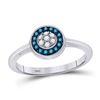 Image 1 : 1/5 CTW Round Blue Color Enhanced Diamond Cluster Ring 10kt White Gold - REF-16M8A