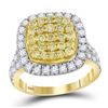 Image 1 : 1 & 3/4 CTW Round Natural Yellow Diamond Cluster Ring 14kt Yellow Gold - REF-113H9W