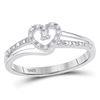 Image 1 : 1/20 CTW Round Diamond Heart Promise Bridal Ring 10kt White Gold - REF-10T8K