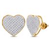 Image 1 : 1/2 CTW Round Diamond Heart Earrings 10kt Yellow Gold - REF-30A3N