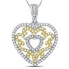 Image 1 : 1/2 CTW Round Diamond Nested Curl Heart Pendant 10kt Yellow Gold - REF-24H3W