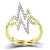 Image 1 : 1/5 CTW Round Diamond Double Heartbeat Ring 10kt Yellow Gold - REF-15X5T