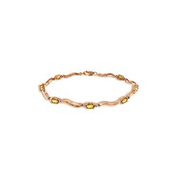 Genuine 2.01 ctw Citrine & Diamond Bracelet 14KT Rose Gold - REF-76T7A