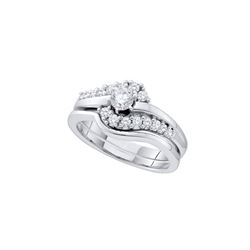 1/2 CTW Round Diamond Swirl Bridal Wedding Engagement Ring 14kt White Gold - REF-75K6R