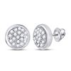 Image 1 : 1/10 CTW Round Diamond Concentric Cluster Screwback Earrings 10kt White Gold - REF-9Y3X