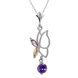 Genuine 0.40 ctw Amethyst Necklace 14KT White Gold - REF-22F2Z