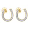 Image 1 : 1/6 CTW Round Diamond Horseshoe Earrings 10kt Yellow Gold - REF-10A8N