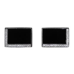 0.33 ctw Diamond and Onyx Cufflinks - 14KT White Gold