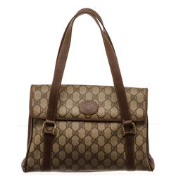 Gucci Brown GG Supreme Leather Vintage Tote Bag
