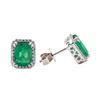 Image 2 : 3.71 ctw Emerald and Diamond Earrings - Platinum