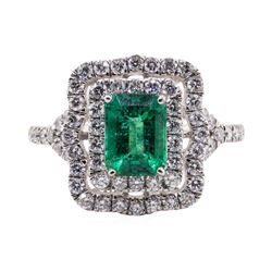 1.46 ctw Emerald and Diamond Ring - Platinum