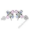 Image 7 : 18kt White Gold 3.86 ctw Oval Sapphire and Round Diamond Stud Earrings