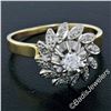 Image 2 : Vintage 18kt White and Yellow Gold Diamond Swirl Flower Cluster Ring
