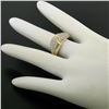 Image 6 : 14k Yellow Gold 0.75 ctw Pave Round E VS Diamond Cluster Puffed Band Bypass Ring