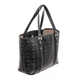 MCM Black Visetos Coated Canvas Large Tote Bag