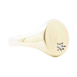 0.01 ctw Diamond Signet Ring - 10KT Yellow Gold