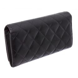 Chanel Black Quilted Leather Ligne Cambon Continental Wallet