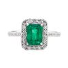 Image 2 : 1.90 ctw Emerald and Diamond Ring - Platinum