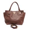 Image 1 : Prada Brown Vitello Daino Leather Tote Shoulder Bag
