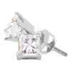 Image 1 : 1/6 CTW Unisex Princess Diamond Solitaire Stud Earrings 14kt White Gold - REF-13Y2X