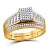 Image 1 : 1/4 CTW Round Diamond Rectangle Cluster Bridal Wedding Engagement Ring 10kt Yellow Gold - REF-24K3R