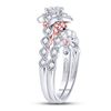 Image 3 : 3/4 CTW Round Diamond Bridal Wedding Engagement Ring 14kt Two-tone Gold - REF-93R5H